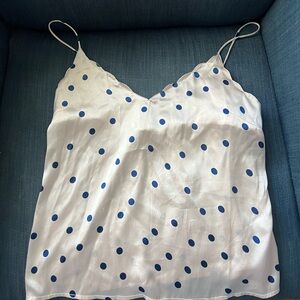Women’s US Size 6 Baby Pink and Blue Poka Dot Tank Top Blouse